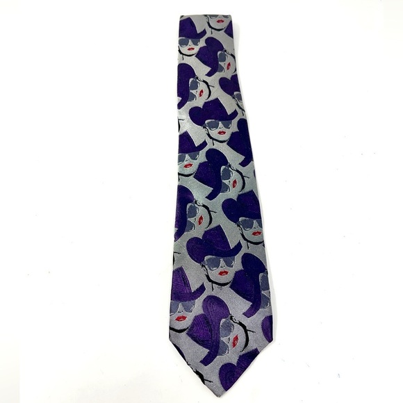 Moschino Cowboy Hat Faces Silk Tie - Picture 1 of 4